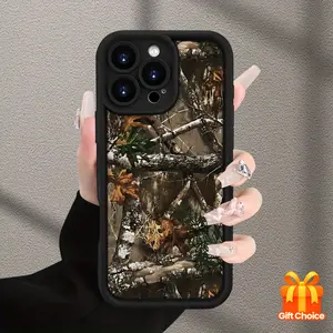 Mobile Phone Case with a Camouflage Pattern: Showcases a Lifelike Design in Earthy Shades of Brown, Green, And Gray, Resembling Elements Found in Nature Such As Tree Branches And Leaves. Offers Robust Full-Body Protection, Shock-Resistantfor iPhone 17 Air