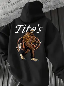 Men's Graphic Print Hoodie, Titos Handmade Vodka Hooded Sweatshirt, Soft Round Neck Jacket for Men & Women, Casual Fashion Gift