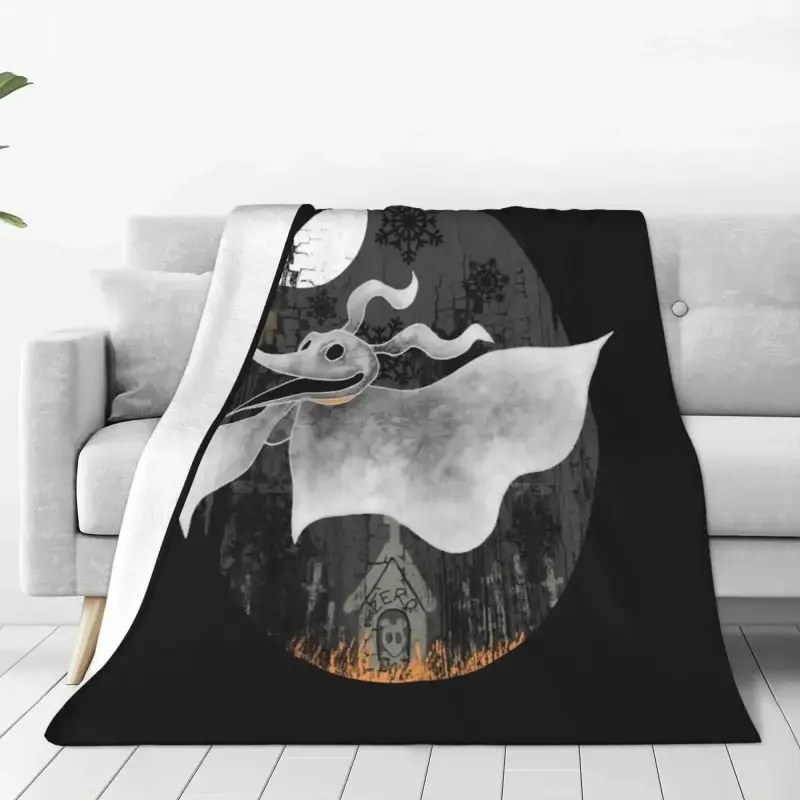 Zero The Hero All Sizes Soft Cover Blanket Home Decor Bedding Nightmare Before Christmas Zero Halloween Dog Jack Macabre Horror,Flannel Blanket