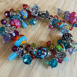 Lampwork Glass & Sterling bracelet set