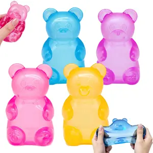 4pcs Gummy Bear Squish Fidget Toys Stress Balls for Kids ,Squish Sugar Ball Sensory Toys, Party Favors for Kids Squeeze Toy, Stress Relief Toy Squeeze Ball, Easter Basket Stuffers