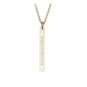 Gold Filled Vertical Bar Charm Necklace