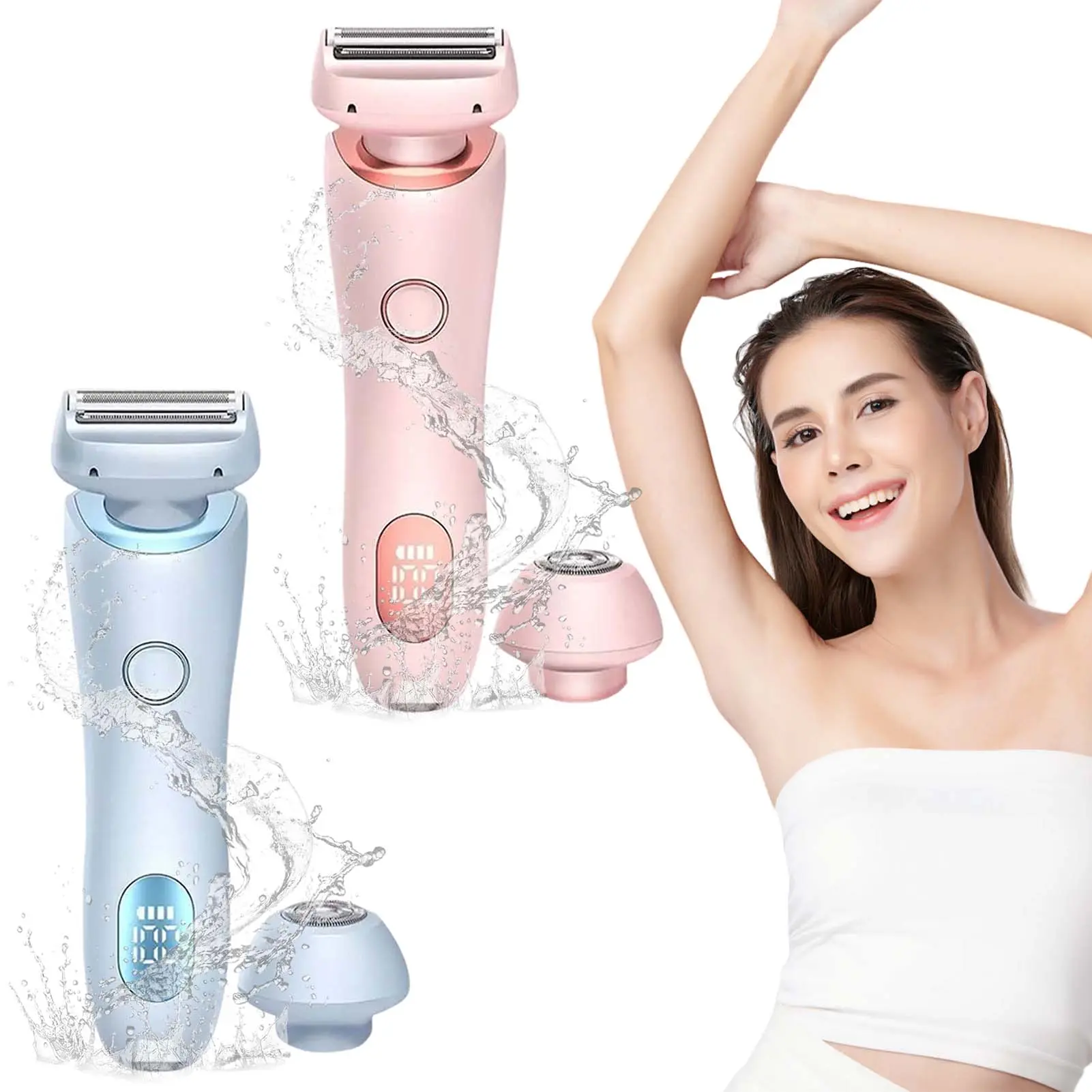 2 In 1 Portable Electric Shaver Women Electric Skin Hair Remover for Armpit Hair Leg Hair Removal