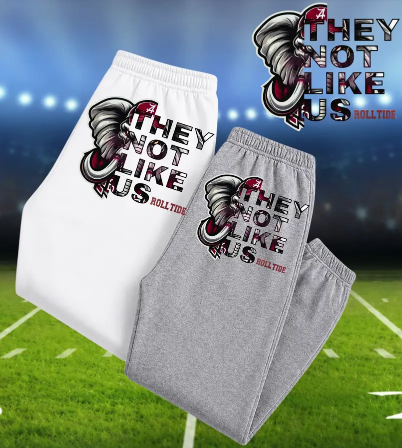 Limited Edition Alabama Football Team Unisex Joggers, "They Not Like Us" Roll Tide Graphic Sweatpants For Game Day, Heavy Blend Fleece Casual Streetwear Style, Gift For Fans