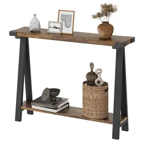 43.4'' Console Table, Farmhouse Rustic Hallway Table, Wood Entryway Table 2-Tier Narrow Sofa Table Behind Couch for Living Room, Entrance, Office