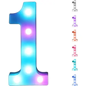 Colorful LED Number Lights with Remote,Marquee Light Up Number Sign for Night Light Wedding/Birthday Battery Powered Christmas Lamp Home Bar Decoration (1)