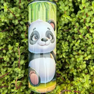 Panda with Butterfly Tumbler - 20 oz Stainless Steel Double Wall Vacuum Insulation - Bottles, Drinkware