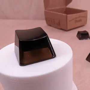 ResinKeyWorks Coffee Brown Blank 1U Accent Keycaps, Transparent Hand Polished Resin OEM Caps with MX stems