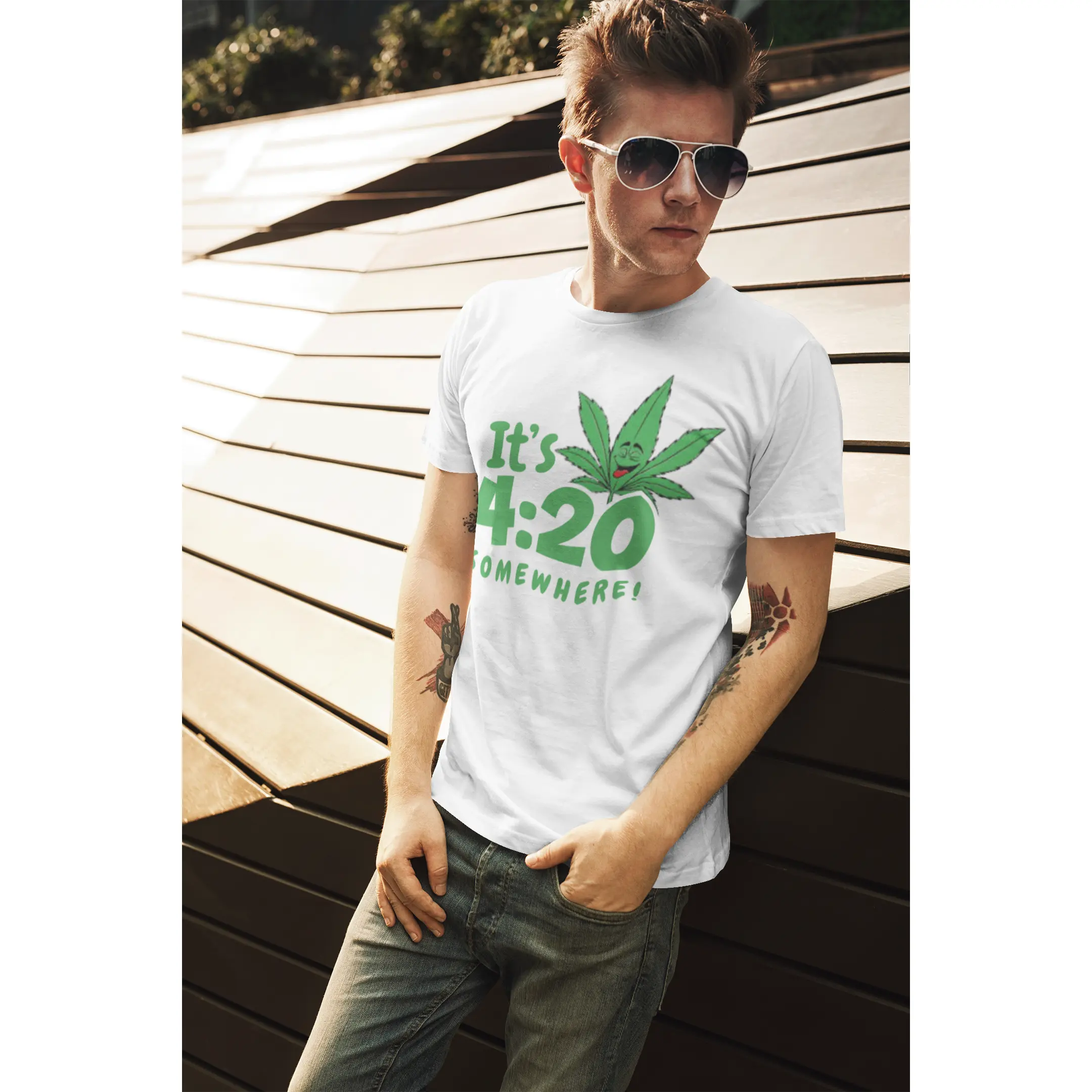 It’s 4:20 Somewhere Cannabis Leaf T-Shirt | Marijuana 420 Tee