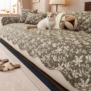 1pc Vintage Floral Sofa Cushion, Soft Comfortable Fabric, Fashion Asymmetric Design, Dustproof Durable, All Seasons Use