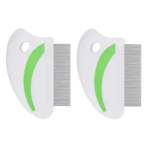 2 Pack Flea Lice Comb, Stainless Steel Dog Cat Grooming Combs with Rounded Teeth, Professional Pet Tear Stain Remover, Dematting Tool for Small, Medium & Large Pets Brillirare