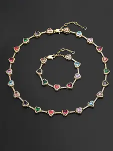 Iced Chics Colorful Necklace Bracelet Set, Unisex Jewelry, Elegant Shimmering Accessories, Perfect Gift for Couples, Birthday, Special Occasions