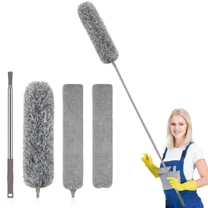 Extra-Long Dusters with Extension Pole 100-inch for Cleaning, Bendable Microfiber Head Washable Ceiling Fan Duster for High Ceilings, Furniture Household Plastic
