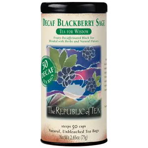 The Republic of Tea Decaf Blackberry Sage Black Tea, Tin of 50 Tea Bags