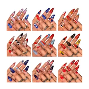 24-Piece Soccer-Themed Press-On Nails for Girls – Removable Artificial Nail Tips