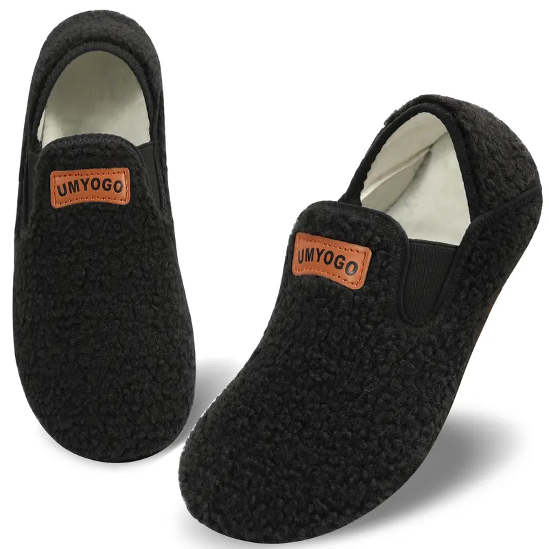 Cozy House Slippers for Women & Men, Warm Fuzzy Slip-On Indoor Shoes, Soft Fleece Lined Lightweight Travel Slippers with Non-Slip Rubber Sole