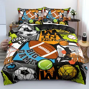 2/3 piece duvet cover set, boys' football duvet cover single bed, double football bedding set, football single bed set, football single bed set, duvet cover single basketball bedding set, baseball bedding single bed (1 * duvet cover + 1/2 * pillowcase, wi