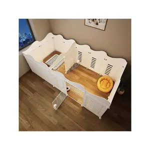Indoor Pet Villa With One Room And One Bathroom, Pet Fence Barrier Gate For Small Dogs, Teddy & Poodle, Dog Cage With Isolation Door And Safety Fence