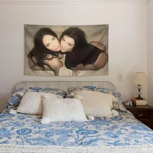 Megan Fox and Courtney Kardashian flag Funny flag with 4 brass grommets for college dorm room decoration,