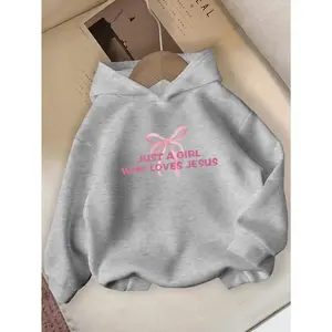 Autumn and Winter Girls' Hooded Sweatshirt Fashion Print Casual Pullover