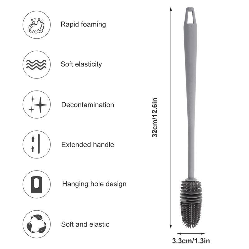 Silicone Bottle Brush,Long Handled Silicone Bottle,Perfect for Cleaning Brush Cleaning vases, Sports Bottles, Glassware Water Bottles, Suitable for Cleaning Narrow Neck Container