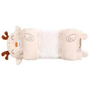 Baby Head Shaping Pillow Buckwheat Hulls Adjustable Cute Anti Flat Head Pillow Sleeping Support Pillow for Newborn