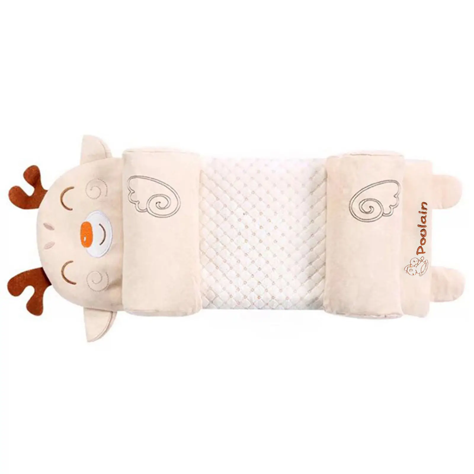 Baby Head Shaping Pillow Buckwheat Hulls Adjustable Cute Anti Flat Head Pillow Sleeping Support Pillow for Newborn