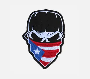 Puerto Rican Skull Bandana embroidered Biker patch