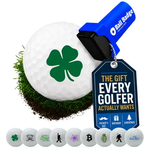 ALIBI GOLF Self-Inking Ball Marker Badge - Scratch-Resistant Durable Plastic Tool, Premium Fade-Resistant Quick-Dry Ink, Pocket-Ready Size, Small Bag-Friendly, Unisex Equipment, Ball Identifier, Holiday Gift, Golf Accessories