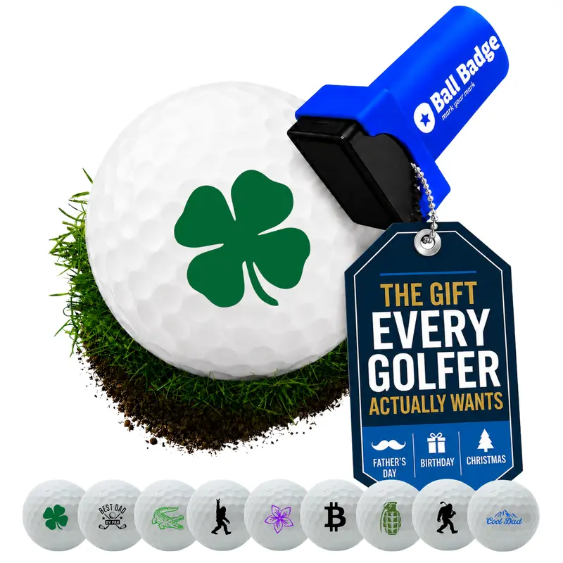 ALIBI GOLF Self-Inking Ball Marker Badge - Scratch-Resistant Durable Plastic Tool, Premium Fade-Resistant Quick-Dry Ink, Pocket-Ready Size, Small Bag-Friendly, Unisex Equipment, Ball Identifier, Holiday Gift, Golf Accessories