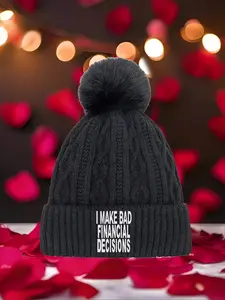 EMO Y2K Punk Harajuku Letter Trendy Grunge Goth Retro Hip Hop Casual 2026 new model Multi Color Soft Fabric Pom Pom Winter Hat Warm Cozy Unisex Headwear with Universal Fit Versatile Cold Weather Ac