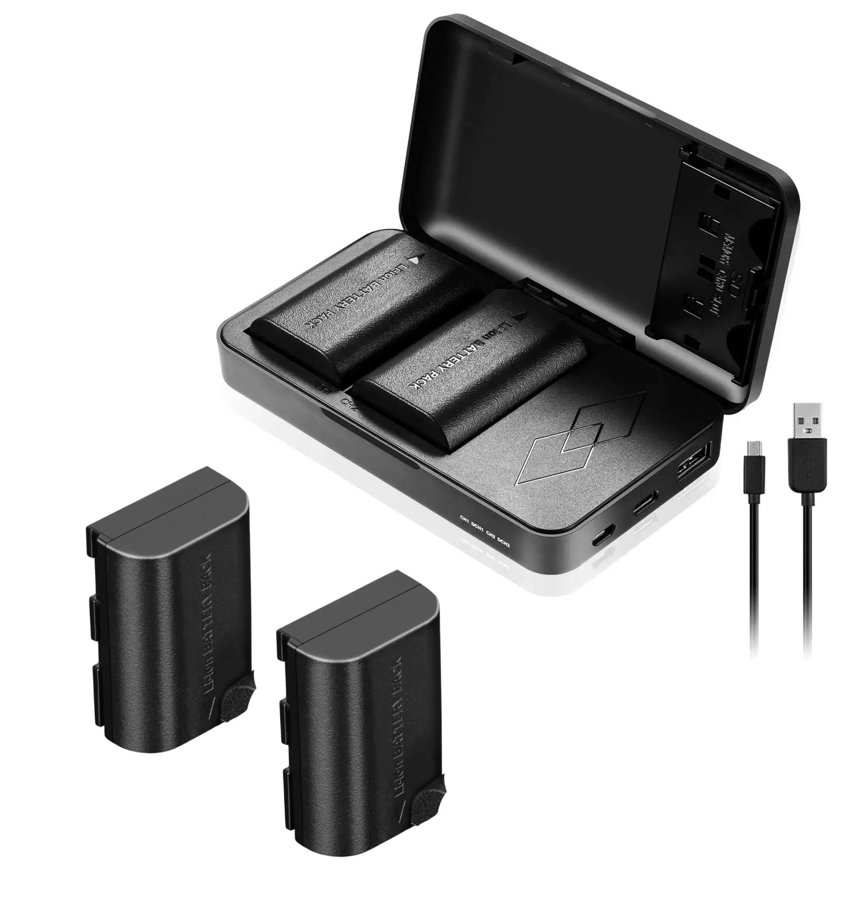 JYJZPB 2-Pack LP-E6N Batteries and LP-E6 LP-E6NH LP-E6P Battery Charger Case fit for Canon EOS R, EOS R5, 90D, 60D, 70D, 80D, 5D II, 5D III, 5D Mark IV, 6D, 6D II, 7D, 7D II, XC10, XC15 Cameras Laptop, Phone Power Bank, 2300Mah