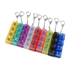 LED Glowing Mechanical Keyboard Keychain Fidget Toys, Stress Relief Fingertip Clicker with Crystal Keycaps, Cool Novelty Pendant for Teens Adults, Valentine's New Year Party Gifts