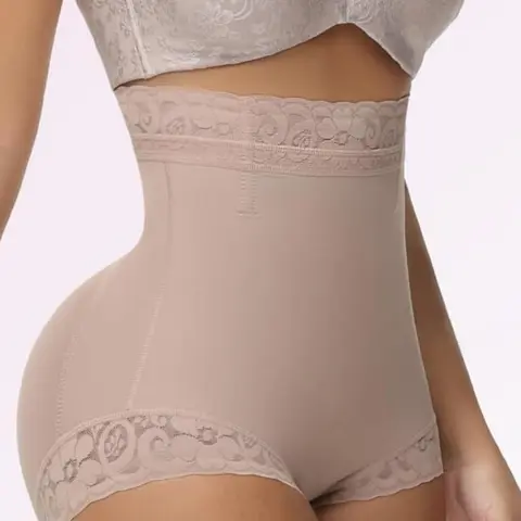 1 Count Women's Underwear, High Waist Shaping, Solid Color High Waisted Shapewear Bottoms with Lace Stitching Trim Anti Slip Silicone, Breathable High Stretch Fabric Body Shaper Shorts, Butt Lifting And Tummy Control, Suitable for Valentine's Day Gift