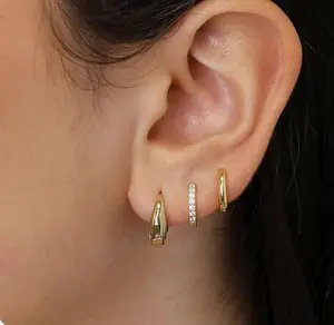 KYERLYN Gold Earrings for Women Trendy Set of 3 Pair Dainty Gold Dangle Small Hoop 14K Gold Plated Hypoallergenic Non-Tarnish Earrings solitaire hoopearrings Everyday & Party wearing Best Jewelry Gift for her/friends/family