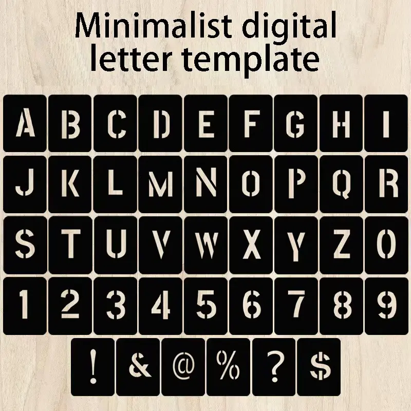 42pcs Reusable Alphabet Letter Number Symbol Craft Embellishment Stencil Kit for Painting, Interlocking Hollow Stamping Embossing Template for Wood, Wall, Fabric, Rock, Chalkboard, Sign, DIY Art Projects, Scrapbooking, Scrapbook Accessories