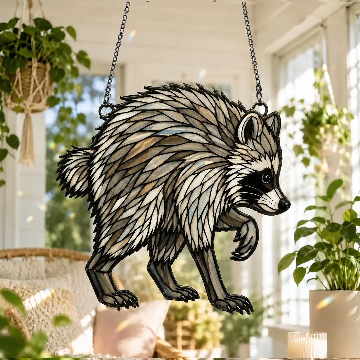 Jimothy Raccoon Stained Glass Suncatcher, Viral Seattle Meme Decor, Cute Raccoon Ornament, Gift for Animal Lover Home Decor Idea 2026