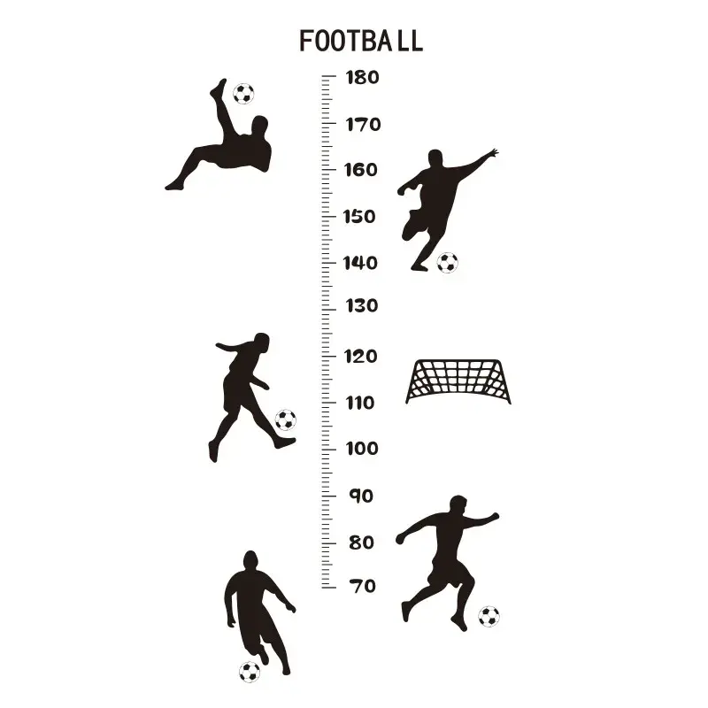 Football Boy Height Measurement Wall Stickers Kindergarten Children's Room Self-adhesive Wallpaper Height Stickers Decor Decorative