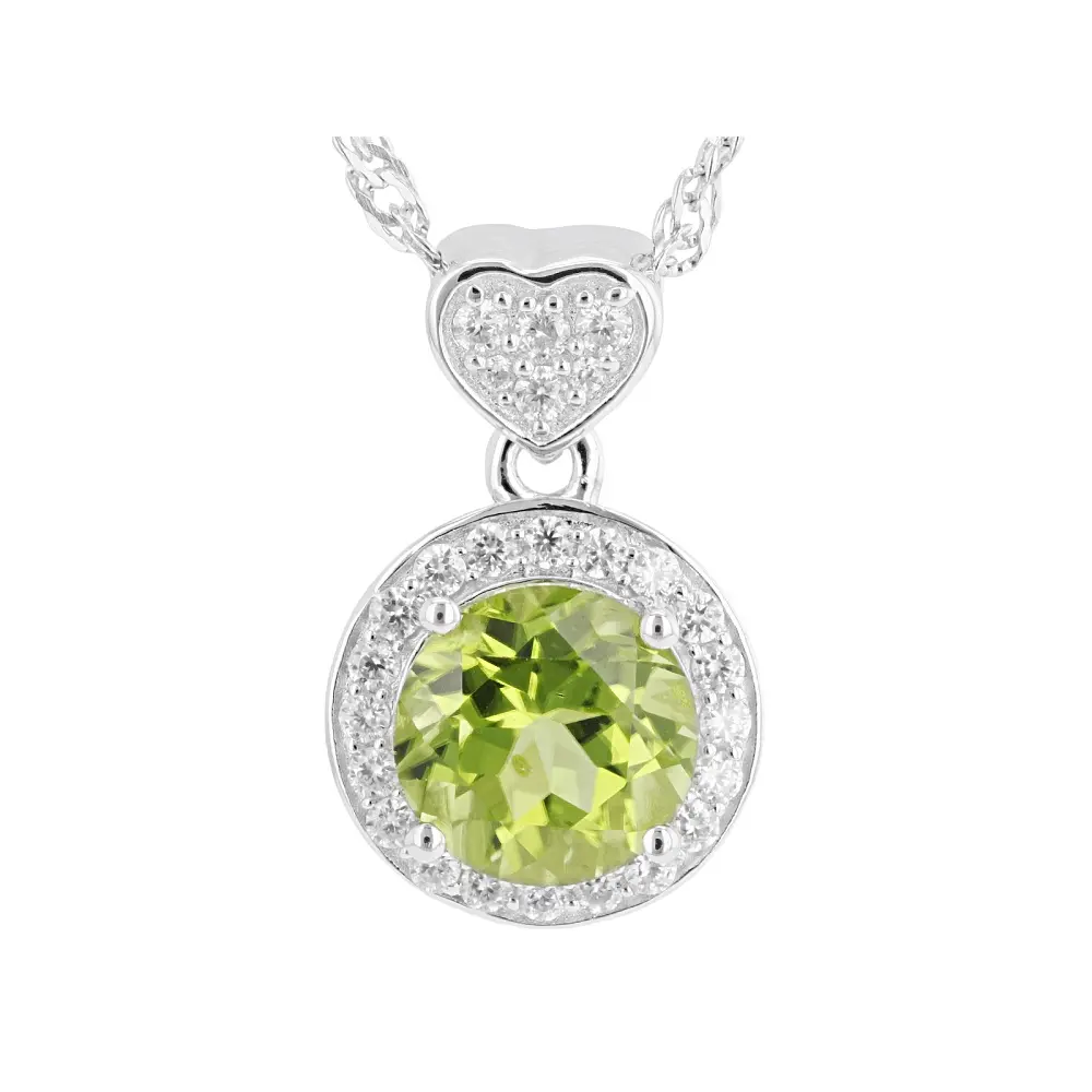 JTV Green Peridot Rhodium Over Sterling Silver Pendant with Chain 1.32ctw