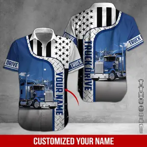 Trucker Uniform Custom Name Aloha Hawaiian Shirts For Men & For Women, Trendy Hawaiian Shirt for Men and Women, All over Print Hawaiian Perfect for Beach, Vacation, or Casual Summer Outfit
