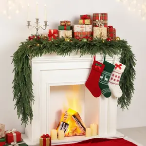 6 Feet Artificial Norfolk Spruce Wreath, Real Touch Winter Tree Wreath, Fake Leaves Wreath, Indoor Outdoor Christmas Decorations