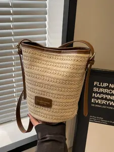 Women's Fashionable Random Woven Straw Crossbody Bag, Casual Versatile Shoulder Bag for Daily Used, Trendy All-match Bag for Commuters and Students, Handbag Shoulder Purse