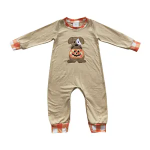 Embroidered Baby Boy 1-Piece, Classic Halloween Pumpkin Theme Short-Sleeve Kids' Costume (LR0291), One-Piece