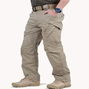 Men's Functional Tactical Pants, Multi Pocket Outdoor Hiking Waterproof Sweatpants, Wear Resistant Cargo Pants
