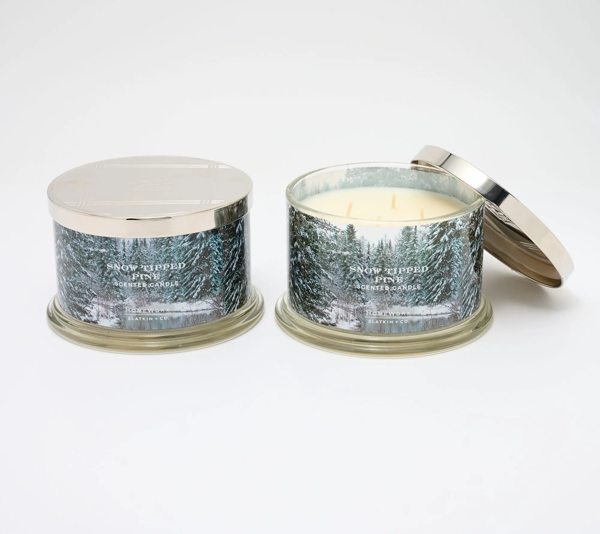 HomeWorx by Slatkin + Co. S/2 18oz Snow Tipped Pine Candles