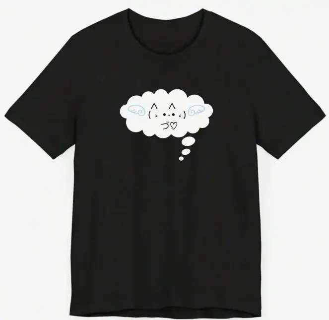 Kawaii Kaomoji Angel Wing Thought Bubble Graphic Womens Tee Anime Outing Daily Shopping Summer Cotton Short Sleeve Heat Transfer Tshirt