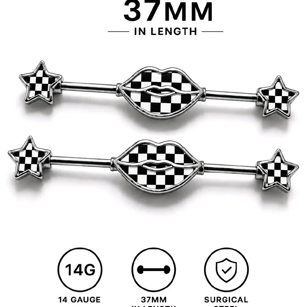 Classic Checkered Industrial Ear Bar