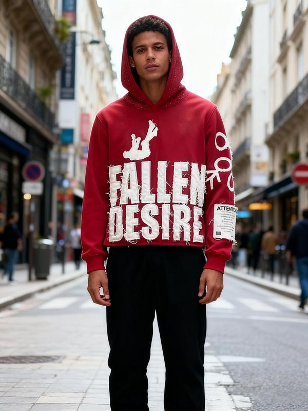 Y2k Trendy Cool Letter Patchwork Hoodie Street Style Casual Fashion Sweatshirt Versatile Outfit Unisex Autumn Winter Chic Hooded Shirt