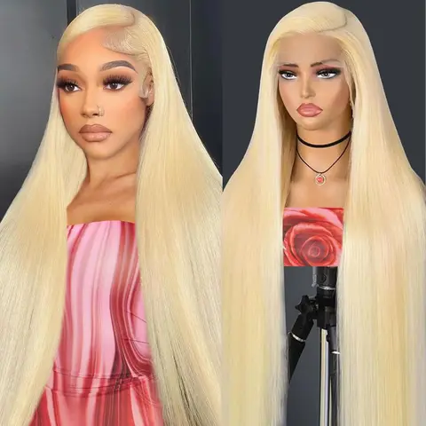 【30 Inch Only $70】613 Lace Front Wig Human Hair 13x6 Transparent Lace 180 Density Blonde Lace Front Wigs Human Hair Black Women Pre Plucked Color 613 Hd Lace Frontal Wig Straight Blonde Wig Human Hair