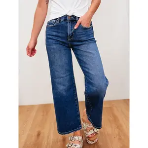 The Alice By Risen - High Rise Crop Wide Leg Jeans - Dark